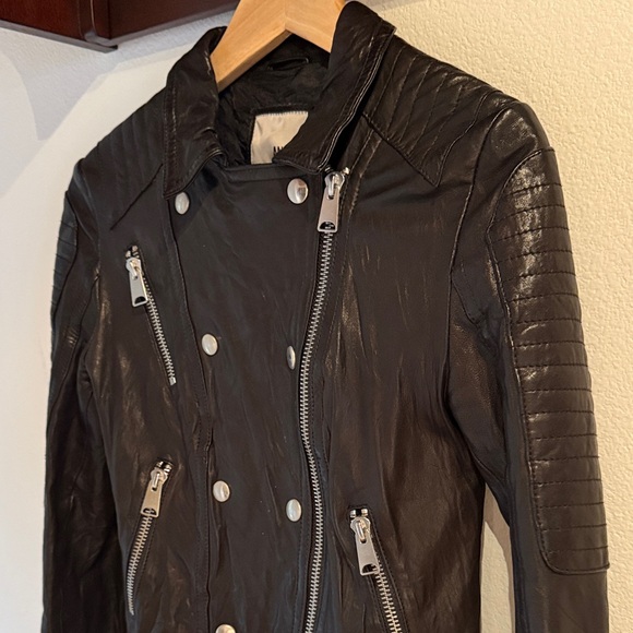 Anine Bing Moto Lambskin Leather Biker Jacket, Black, Size S - Picture 6 of 16